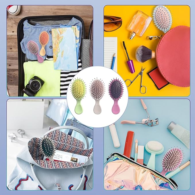 56 Pieces Mini Wet Hair Brush, Travel Detangling Brush, for Most Hair Types, with Ease Knots Without Tears or Breakage, Multicolor