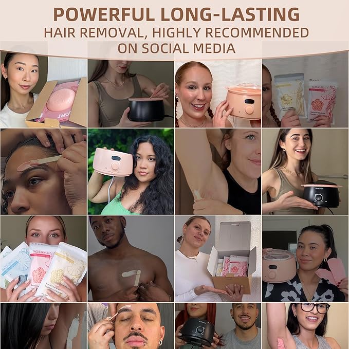 KOTAMU Wax Beads for Hair Removal, 1lb Lavender Hard Wax Beans for Sensitive Skin, Facial, Chin, Underarms, Brazilian Bikini Face, Perfect for Men Women Full Body Waxing at Home Salon