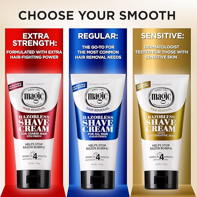 SoftSheen-Carson Magic Razorless Shaving Cream, Depilatory Hair Removal Cream for Body Hair, Extra Strength, Works in 4 Minutes for, 6 oz