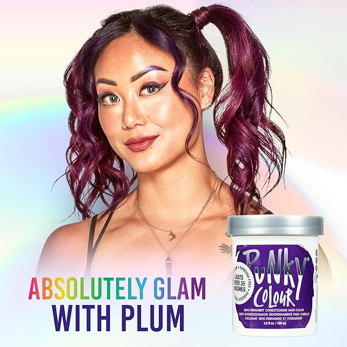 Punky Plum Semi Permanent Hair Color - Vegan & Cruelty-Free Conditioning Hair Dye, Lasts Up to 35 Washes, 3.5 fl oz