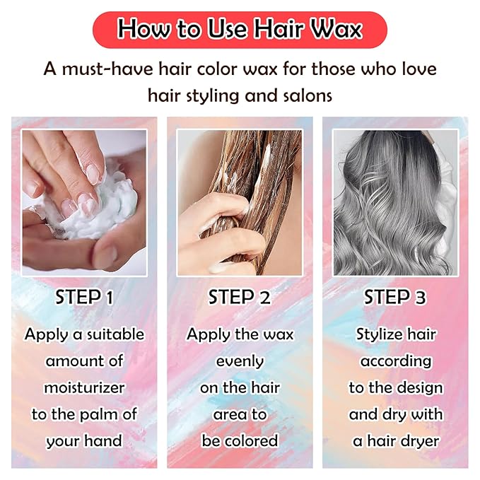 6 Colors Temporary Hair Color Wax,Instant Hair Coloring Wax Mud for Women & Men,Temporary Hair Wax Color Hair Dye for Festivals Clubs Party Cosplay Halloween（Red Purple Brown White Black Gray）