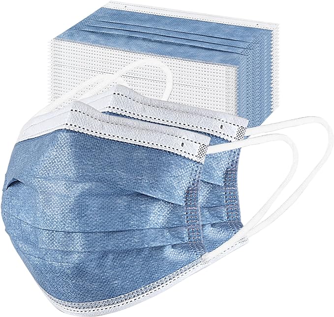 akgk Disposable Face Masks 100Pcs, 3 Layer Protective Face Mask Navy Blue Face Masks 100Pcs