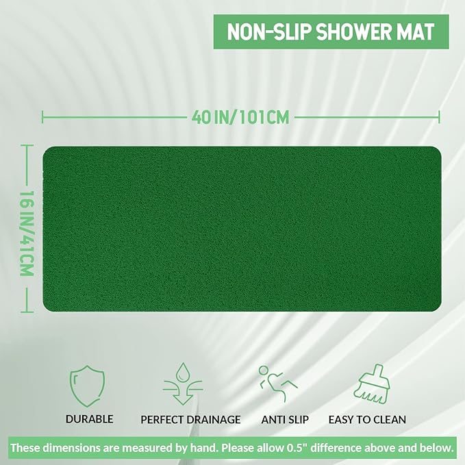 Non-Slip Bathtub Mat, Anti Slip Shower Mat, Fast Drying Bathtub Mats, Foot Scrubber Mat, Anti Slip Mat for Tub, Floor, Bathroom, Kitchen, Home, Hotel (Dark Green 40"×16")