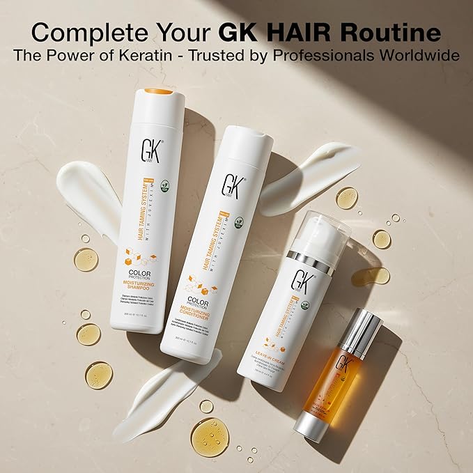 GK HAIR Oil - Argan Oil Heat Protectant Serum -Lightweight Hair Serum -Perfect For Keratin,Frizzy, Curly, Dry & Damaged ends-Adds Shine and Smooths,Paraben, Phthalate and Sulfate Free (1.69 oz)