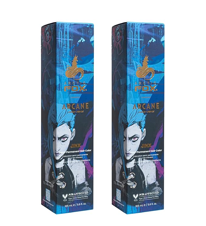 Arctic Fox Jinx Semi Permanent Hair Dye, Vibrant Blue Vegan & Cruelty Free Hair Color, Ammonia Free, Conditioning Formula, Long Lasting, For All Hair Types, 5.6 Fl Oz (Pack of 2)