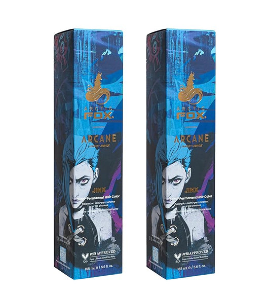 Arctic Fox Jinx Semi Permanent Hair Dye, Vibrant Blue Vegan & Cruelty Free Hair Color, Ammonia Free, Conditioning Formula, Long Lasting, For All Hair Types, 5.6 Fl Oz (Pack of 2)