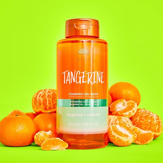 Tree Hut Tangerine Foaming Gel Wash, Hydrating & Moisturizing Body Wash with Shea Butter & Nourishing Essential Oils, Daily Cleanser for Soft Smooth Skin, 18 fl oz