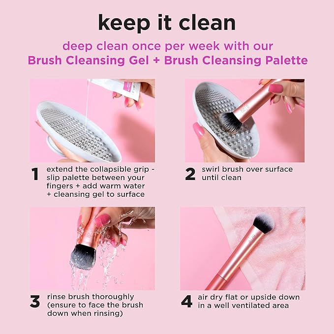 Real Techniques Tapered Cheek Brush, RT 449 Fluffy Blending Brush for Powder Blush & Highlighter, UltraPlush Synthetic Bristles, Vegan & Cruelty-Free Makeup Brush, 1 Count