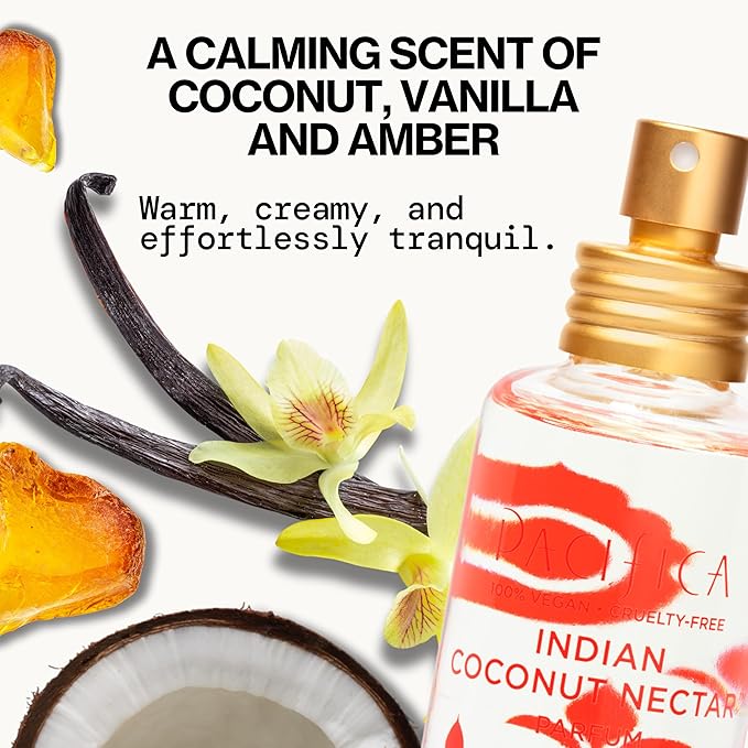 Pacifica Indian Coconut Nectar Perfume Spray – Tropical Vanilla & Coconut Fragrance, Layerable Beachy Perfume for Women, Clean, Non-Toxic, Vegan & Cruelty-Free Formula, All-Day Long Lasting