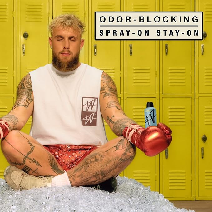 W Jake Paul Wave Breaker Body Spray for Men, Odor Blocking Body Deodorant, Long Lasting Protection, 3.4 fl oz
