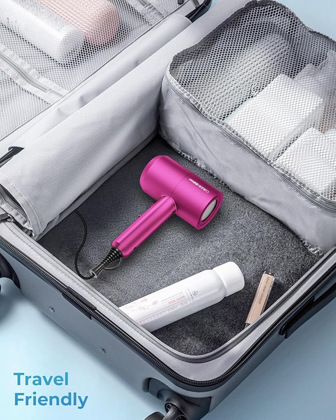 SHRATE Lightweight Ionic Hair Dryer with Diffuser - Powerful 1800W Blow Dryer for Fast Drying - Professional Low Noise Mini Hair Dryer for Travel, Gifts, Hair Styling