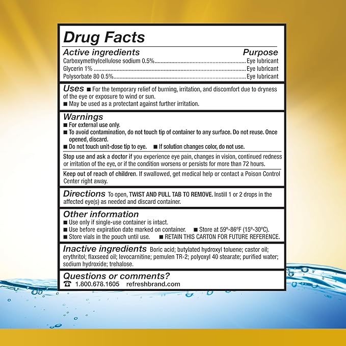 Refresh Eye Drops, Lubricant, Artificial Tears, Preservative-Free | Optive MEGA-3 | 60 Containers | Single-Use | 0.01 fl oz