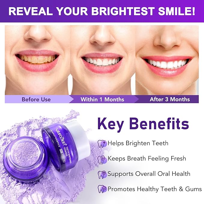 Teeth Whitening Powder - Teeth Whitening - Removes Stains - No Sensitivity - Toothpaste Power - Breath Freshener - for Coffee
