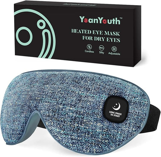 Heated Eye Mask for Dry Eyes, FSA Eligible HSA, Cordless Warm Compress for Eyes, Light Blocking Eye Heating Pad, Styes, Sleep, Cover Washable, Rechargeable, Deep Blue