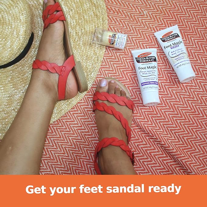 Palmer's Cocoa Butter Formula Foot Magic Exfoliating Foot Scrub with Vitamin E for Dry, Cracked Feet, Use with Foot Scrubber for Pedicure, 2.1 Ounce