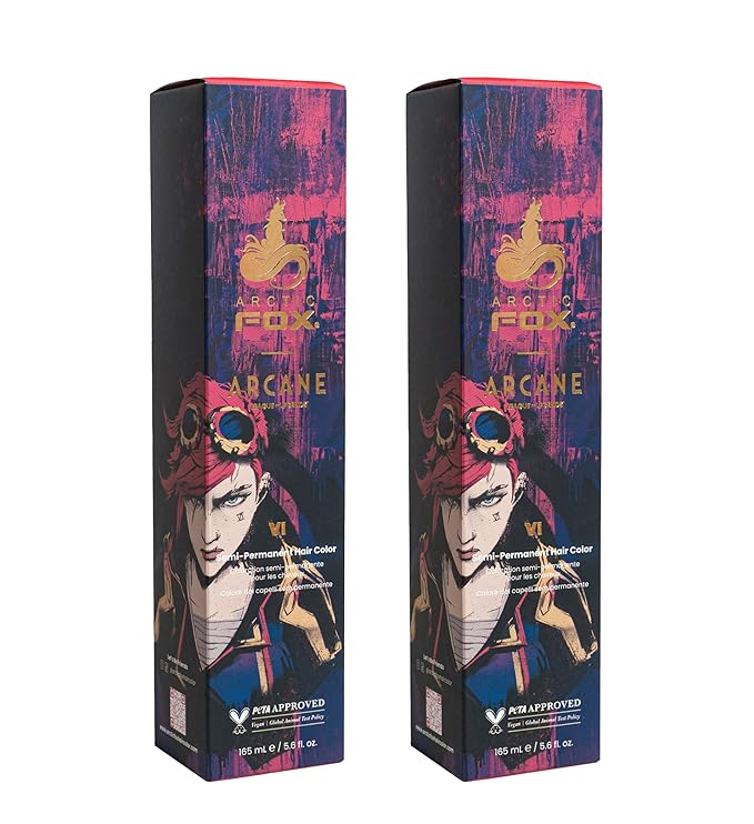 Arctic Fox x Arcane League of Legends Semi Permanent Hair Dye, Vegan & Cruelty Free, Vibrant Hot Pink Color, Ammonia Free, Conditioning Formula, VI Shade, 5.6 Fl Oz (Pack of 2)