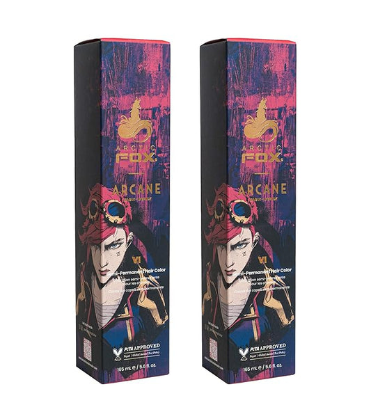Arctic Fox x Arcane League of Legends Semi Permanent Hair Dye, Vegan & Cruelty Free, Vibrant Hot Pink Color, Ammonia Free, Conditioning Formula, VI Shade, 5.6 Fl Oz (Pack of 2)