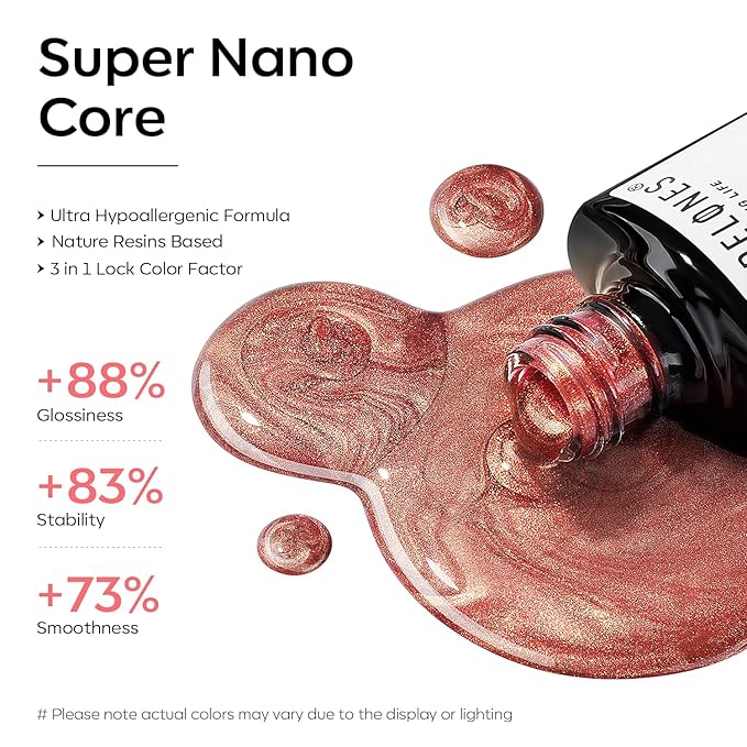 modelones Gel Nail Polish, 15 ML Orange Gel Polish Nude Brown Shimmer Glitter Orange Nail Polish Gel Winter Nails Soak OFF LED Gel Nail Manicure Nail Art Gel DIY Salon