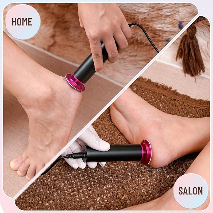 Dermawave Electric Foot File Callus Remover for Feet, Professional Foot Scrubber Sander Grinder for Dead Skin Cracked Heel, Pedicure Tool with 60 Sandpaper Discs for Men & Women