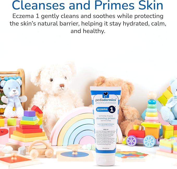Eczema 1 Ultra-Gentle Cleansing Primer, Kids Body Wash for Sensitive Skin, Tear Free, Non-Foaming, Hypoallergenic, Free of Fragrances & Dyes, Eczema Treatment for Kids (8 fl oz)