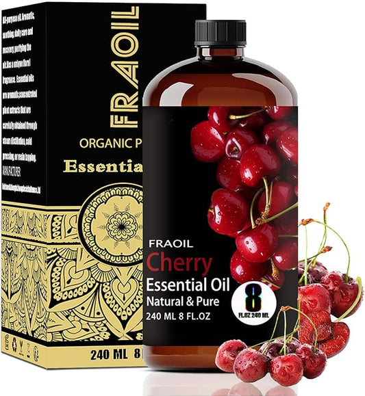 Cherry Essential Oil, Cherry Oil 8 Fl Oz 240ML for Diffuser Humidifier Yoga Cleaning DIY Candle Soap Making Perfume Gift for Women Essential Oils
