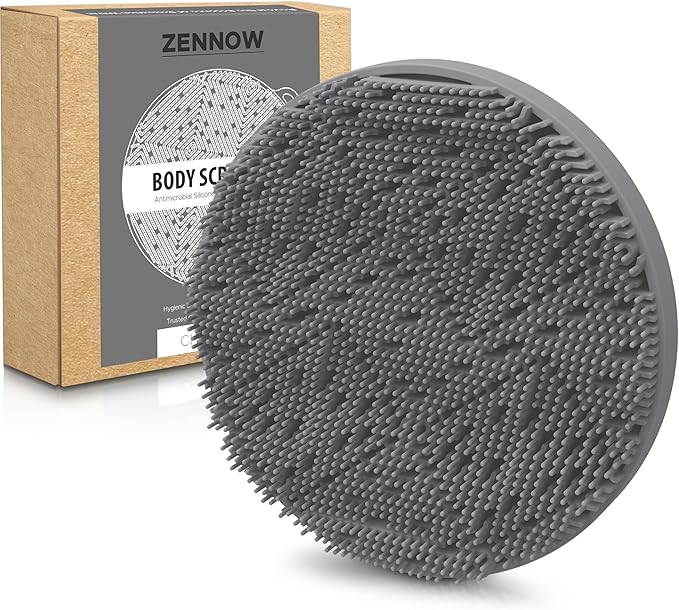 Silicone Body Scrubber - Loop Fin Bristles Loofah for Gentle Exfoliating & Lathering with Body Scrub & Wash, Durable & Hygienic, Deep Cleansing Exfoliator for All Skin Types - Shower Essential