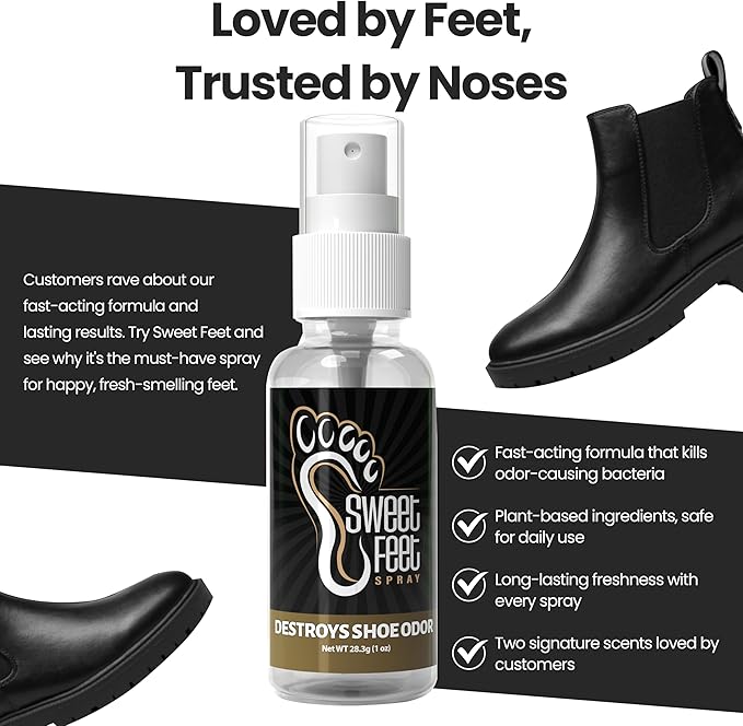 Sweet Feet Fresh Scent Shoe Spray – 1 oz Travel Size – Fast-Drying Footwear Mist for Sneakers, Cleats, Gym Bags & More – TSA-Friendly