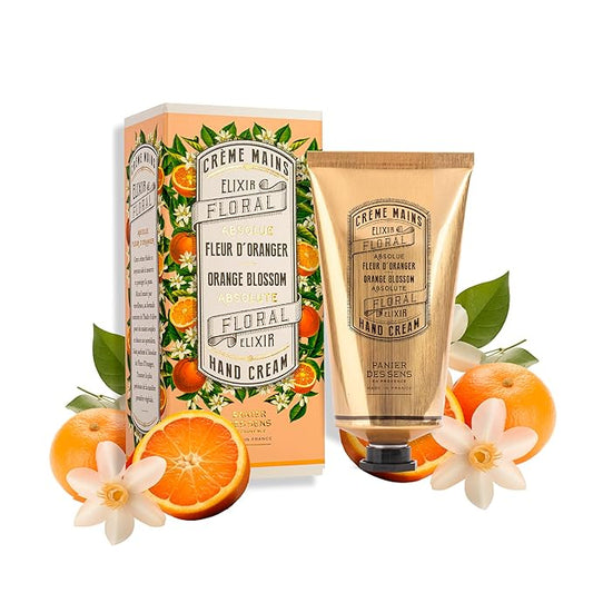 Panier des Sens Orange Blossom Hand Cream with Olive Oil - Nourishing Hand Cream for Dry Cracked Hands 97% Natural Ingredients - Dermatologically Tested Hand Lotion for Woman Made in France, 2.5 fl oz