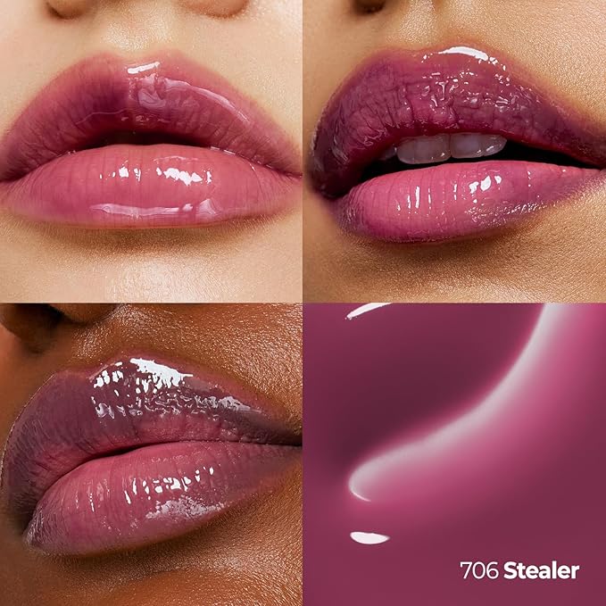 Laka Fruity Lip Glotioner, 10ml/0.33 fl.oz, Lip Gloss with High Shine Vivid Colors, Jelly tip for Hygienic & Easy Application, Plumping Conditioner, Vegan, K-Beauty (#706 Stealer)