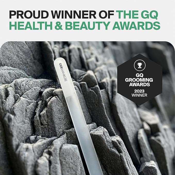 GERMANIKURE Czech Crystal Glass Nail File 3 Pack in Suede Sleeves - Professional Manicure & Pedicure Products for Smooth Easy Shaping of Natural Nails - Ideal Nail Care Gift