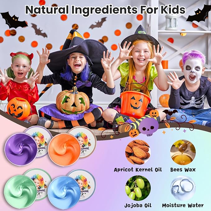 4 Colors Temporary Hair Color Wax for Kids, Blue Green Orange Purple Hair Styling Mud, Washable Style Dye for Girl Boy Teens, DIY Instant Hair Coloring Gel Cream for Cosplay Halloween Children's Day