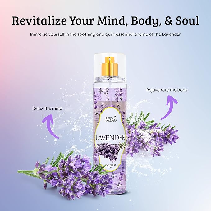 Home Spa Gift 10oz Deep Moisturizing Fragrance Body Lotion & 8 oz. Fine Fragrance Body Mist Set Luxury Self-Care Combo for Women and Girls (Lavender)