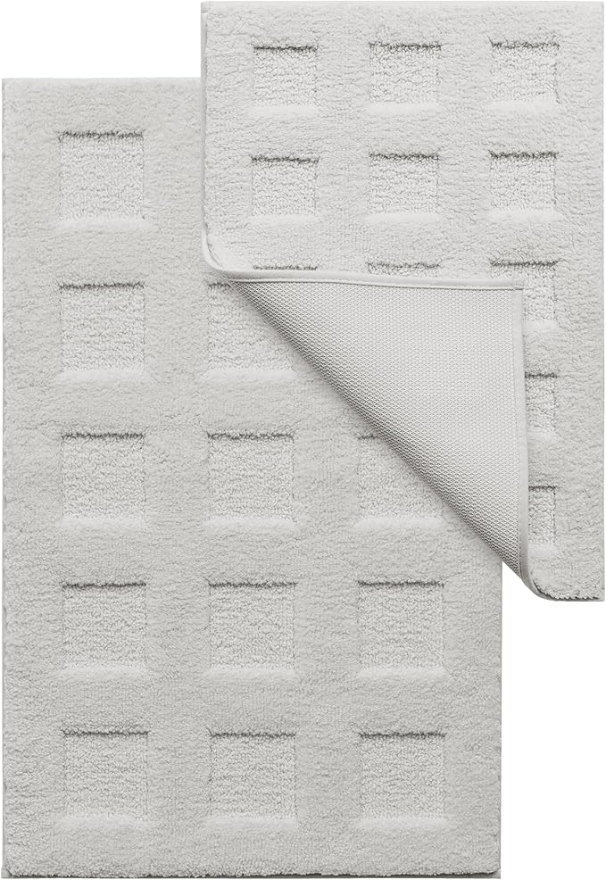 GRANNY SAYS Bathroom Rugs Sets 2 Piece, Super Soft Absorbent Microfiber Bath Mats for Bathroom Non Slip Washable,Waffle Bath Rugs Set for Shower Tub Toilet Decor (Grey, 16" x 24" + 20" x 32")