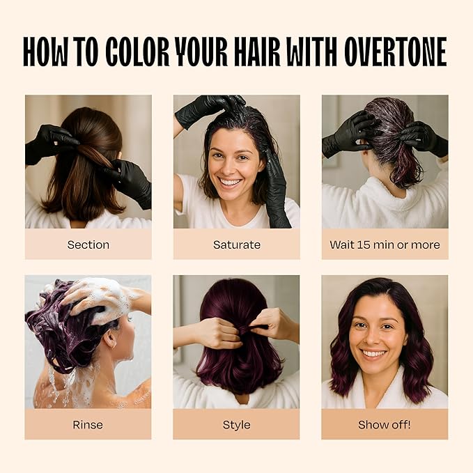 Overtone Semi Permanent Hair Color Conditioner, Cherry Chestnut, 8 oz, Nourishing, Damage-Free, Color Depositing Mask for All Hair Types with Shea Butter & Coconut Oil, Vegan & Cruelty-Free