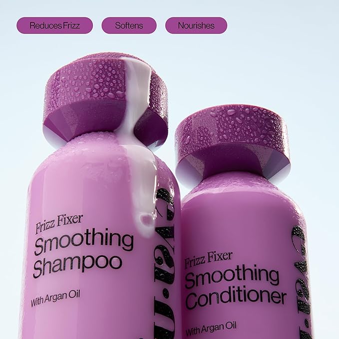 Eva NYC Anti-Frizz Shampoo and Conditioner Set with Argan Oil + Sunflower Seed Oil - Soft, Shiny, Nourished Hair - Frizzy, Medium to Thick Types - Sulfate-Free - Vanilla Scent - 10 fl oz (Pack of 2)