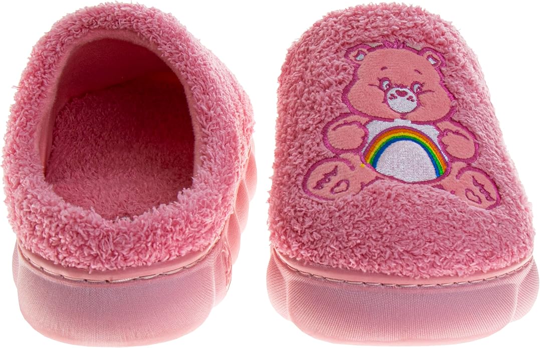 Josmo Care Bear Slippers for Girls Womens Cozy Plush Indoor Shoes Fun Fuzzy Bear House Slippers for Little Kids/Big Kids/Adults