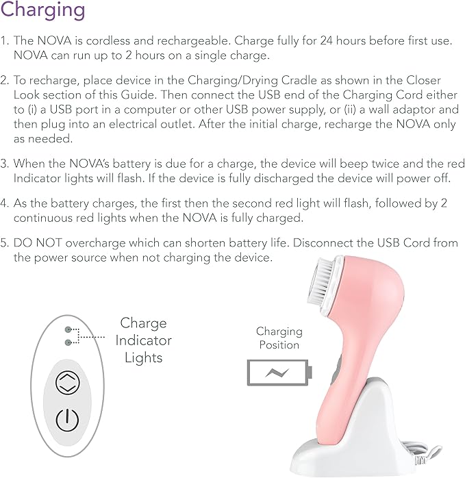 Spa Sciences - NOVA - Sonic Cleansing Brush with Bristles & Infusion System – Anti-Aging Facial Exfoliating, Waterproof, and USB Rechargeable