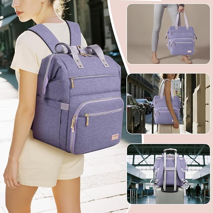 Nail Polish Organizer Case Backpack Holds 70 Bottles (15ml/0.5fl.oz) & Nail Lamp, 2 Layers Detachable Nail Kit Storage Case, Large Travel Nail Supplies Shoulder Bag for Manicure Tools (Purple)