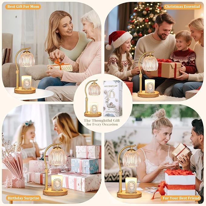 Hong-in Flower Candle Warmer Lamp - with Timer & Dimmer & Adjustable Height, Cozy Home Decor Wax Melt Warmer,Vintage Birthday Gift for Women Mom