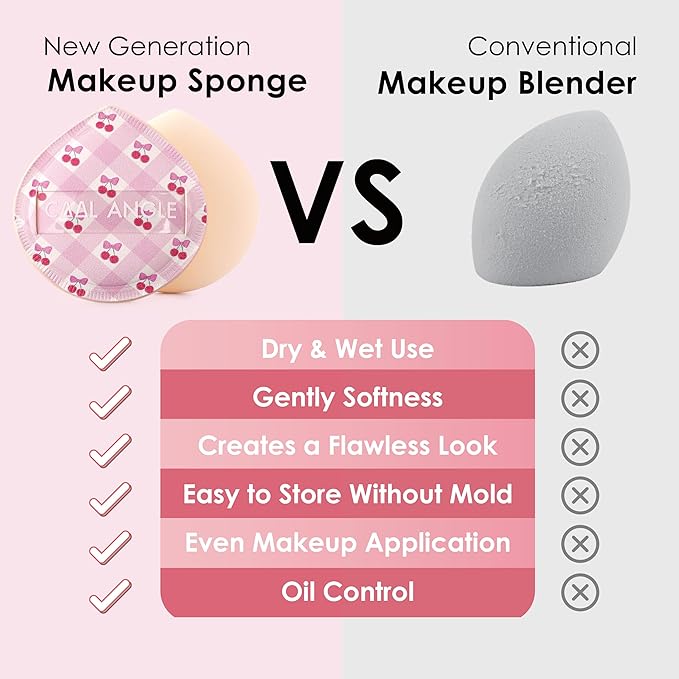 5Pcs Cherry Pink Makeup Sponge For Foundation Concealer And Powder, latex free Blender Sponge For Natural And Easy Makeup Soft Long-lasting And Beginner-friendly, Medium