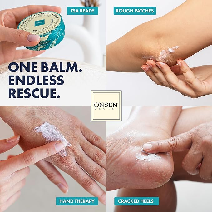 Onsen Secret Advance Rescue Nail Kit - Strengthening Nail Oil & Serum with Hand & Cuticle Rescue Cream - Tsubaki, Shea Butter, Jojoba - Hydrates, Repairs, and Restores