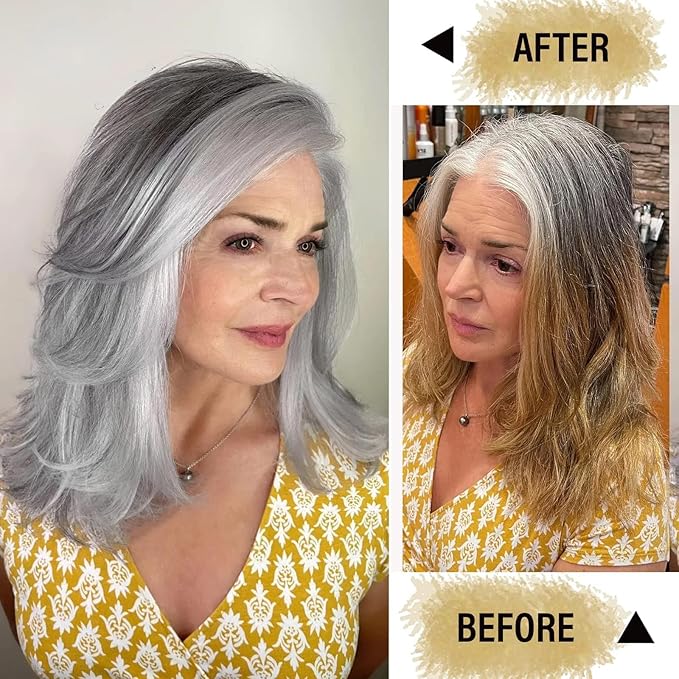 Silver Gray Hair Dye Shampoo for Women & Men - 3-in-1 Hair Color & Care, Gentle Covers Gray Hair in Minutes, Easy At-Home Color Shampoo Hair Dye, Formulated for Color Treated Hair, 16.9 Fl Oz