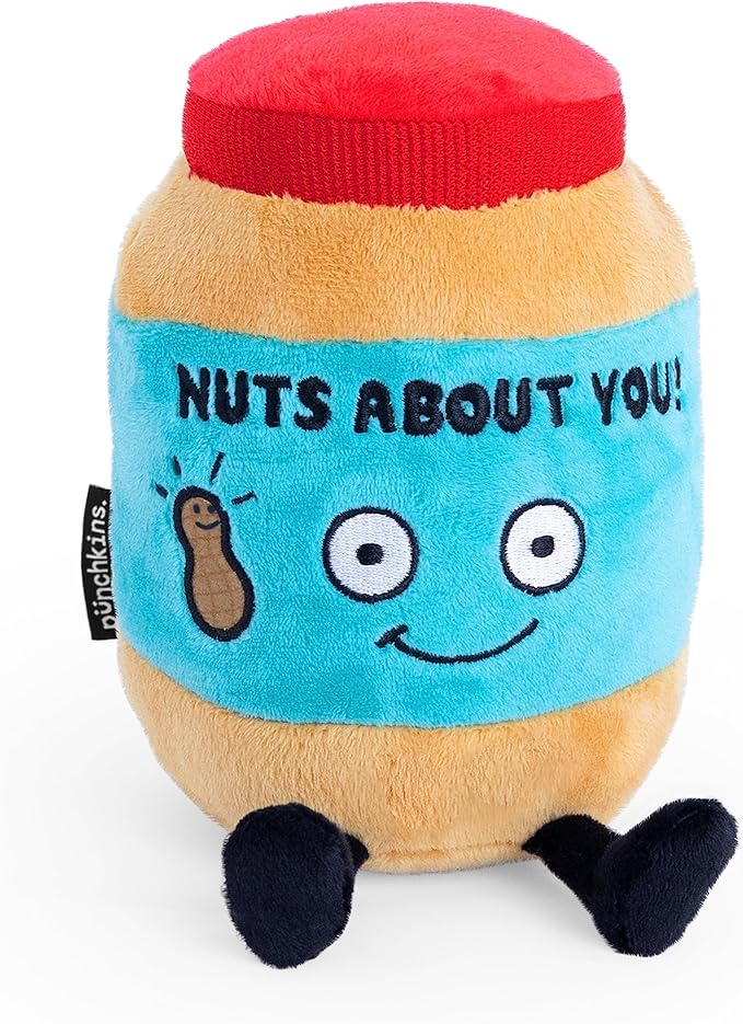 Punchkins Peanut Butter Plushie - Nuts About You Cute Peanut Butter Plush, Gift for Peanut Butter Fans, Food Plush Toy for Gifting