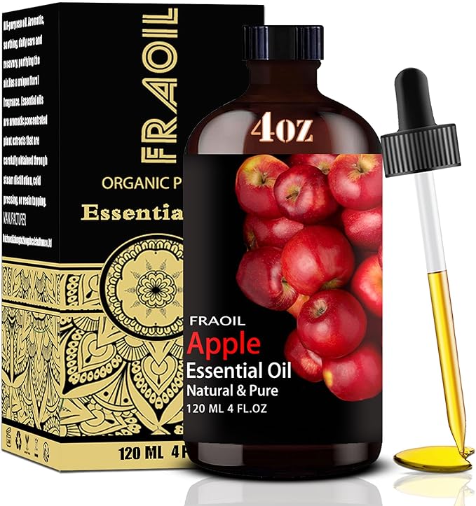 Apple Essential Oil, Apple Oil 4 Fl Oz 120ML for Diffuser Humidifier Yoga Cleaning DIY Candle Soap Making Perfume Gift for Women Essential Oils