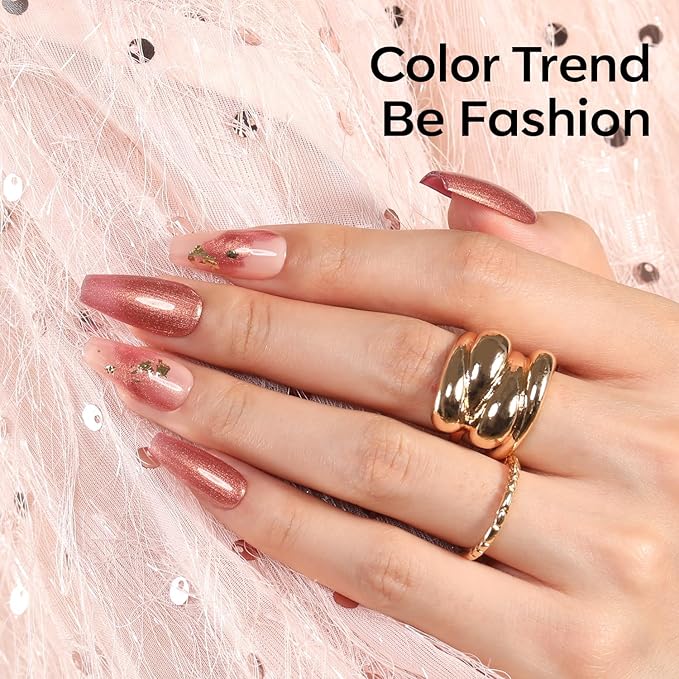 modelones Gel Nail Polish, 15 ML Orange Gel Polish Nude Brown Shimmer Glitter Orange Nail Polish Gel Winter Nails Soak OFF LED Gel Nail Manicure Nail Art Gel DIY Salon