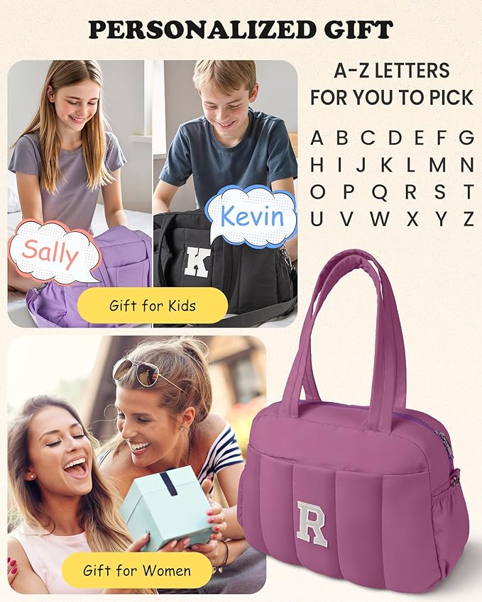 Christmas Gifts for Teens-Duffle Bag with Initial, Spend The Night Bags for Women，Overnight Bag with Wet Pocket，Gift Set for Women- Travel Bags Personalized Gym Tote with Makeup Pouch