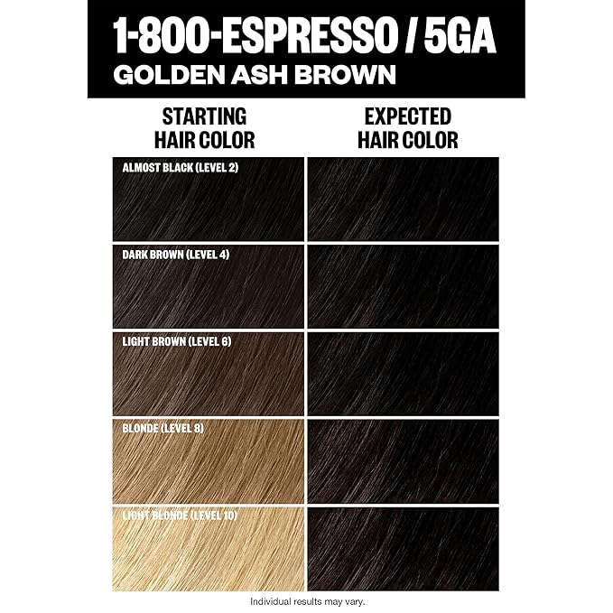 IGK Permanent Hair Dye Color Kit | 5GA 1-800 Espresso - Golden Ash Brown | 100% Gray Color Coverage + Strengthen + Shine | Ammonia Free