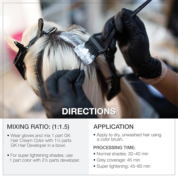 Global Keratin GK HAIR Professional Hair Color Cream Tube 3.4 Fl Oz Nourishing & Cleansing Colors for Styling High Performance Long Lasting Permanent Natural Toner Dye, Naturals - 8 Light Blonde