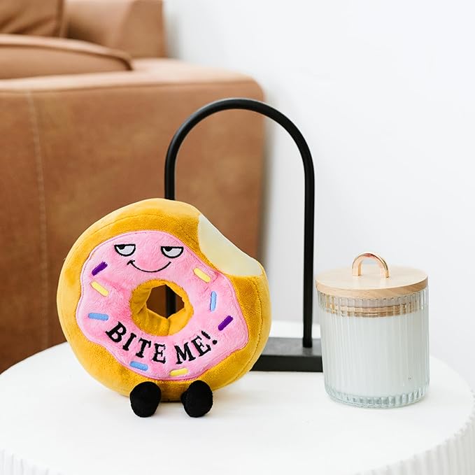 Punchkins Donut Plushie - Bite Me Sassy Donut Plush, Gift for Friends, Food Plush Toy for Gifting