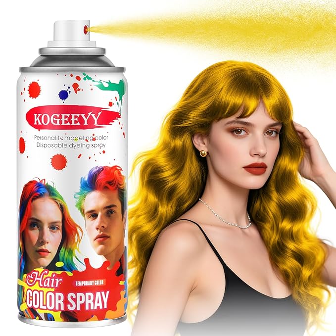 Christmas Gold Blonde Yellow Hair Spray Temporary Hair Color Spray for Kids Women Men, Washable Temporary Blonde Gold Hair Dye Paint Wax for Halloween Cosplay Festival Party Costume Makeup DIY,4.06 oz